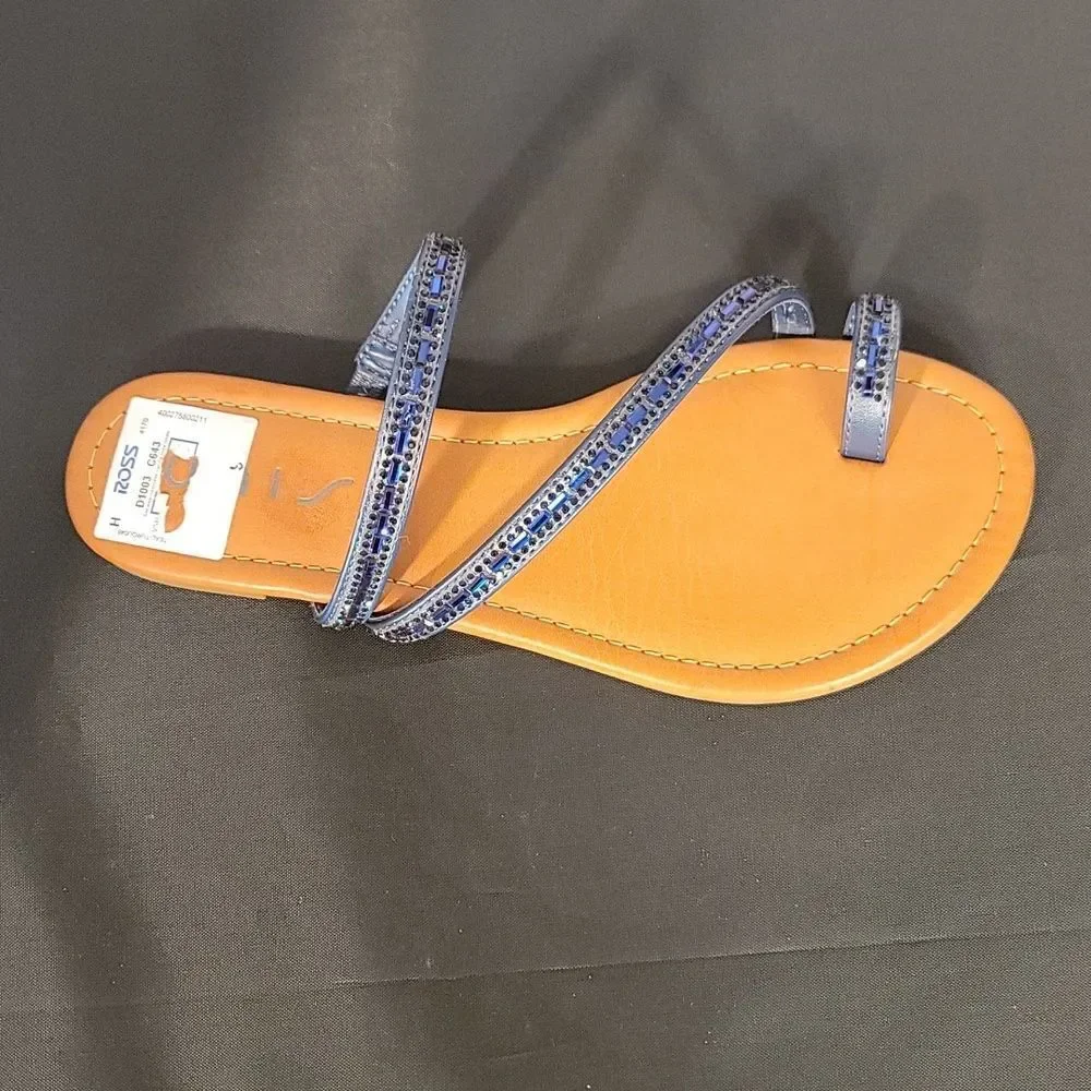BRAND NEW UNISA UNDERLIAH-R GLASS STONE DOUBLE STRAP OPEN TOE SANDAL